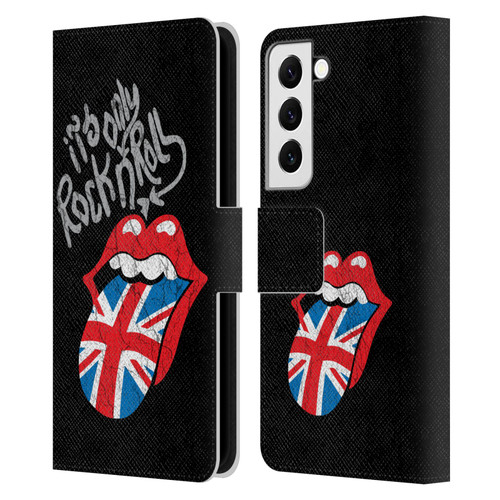 The Rolling Stones Albums Only Rock And Roll Distressed Leather Book Wallet Case Cover For Samsung Galaxy S22 5G