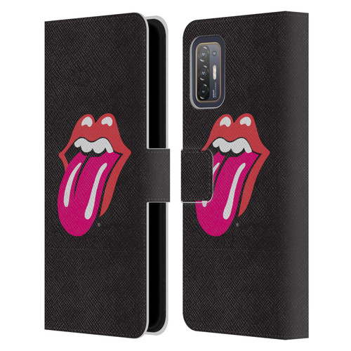 The Rolling Stones Graphics Pink Tongue Leather Book Wallet Case Cover For HTC Desire 21 Pro 5G