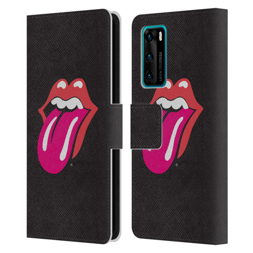 The Rolling Stones Graphics Pink Tongue Leather Book Wallet Case Cover For Huawei P40 5G