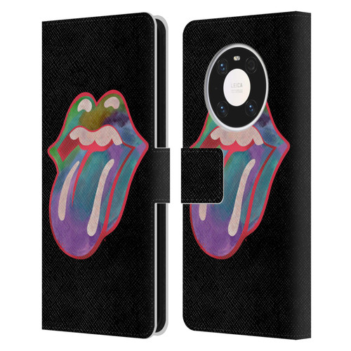 The Rolling Stones Graphics Watercolour Tongue Leather Book Wallet Case Cover For Huawei Mate 40 Pro 5G