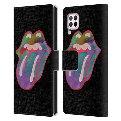 The Rolling Stones Graphics Watercolour Tongue Leather Book Wallet Case Cover For Huawei Nova 6 SE / P40 Lite