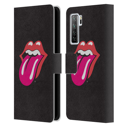 The Rolling Stones Graphics Pink Tongue Leather Book Wallet Case Cover For Huawei Nova 7 SE/P40 Lite 5G