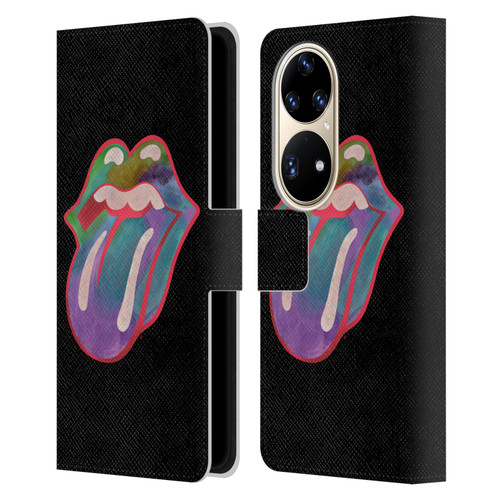 The Rolling Stones Graphics Watercolour Tongue Leather Book Wallet Case Cover For Huawei P50 Pro