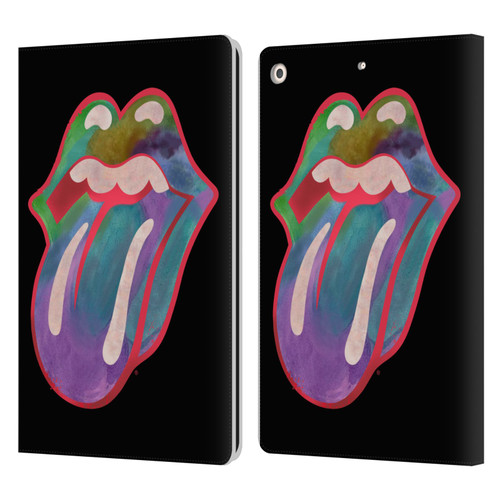 The Rolling Stones Graphics Watercolour Tongue Leather Book Wallet Case Cover For Apple iPad 10.2 2019/2020/2021