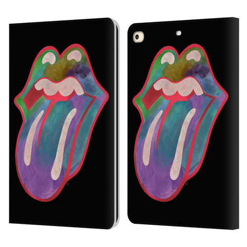 The Rolling Stones Graphics Watercolour Tongue Leather Book Wallet Case Cover For Apple iPad 9.7 2017 / iPad 9.7 2018