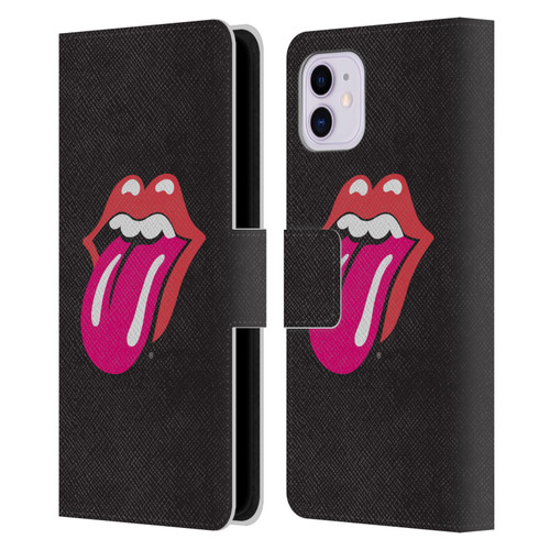 The Rolling Stones Graphics Pink Tongue Leather Book Wallet Case Cover For Apple iPhone 11