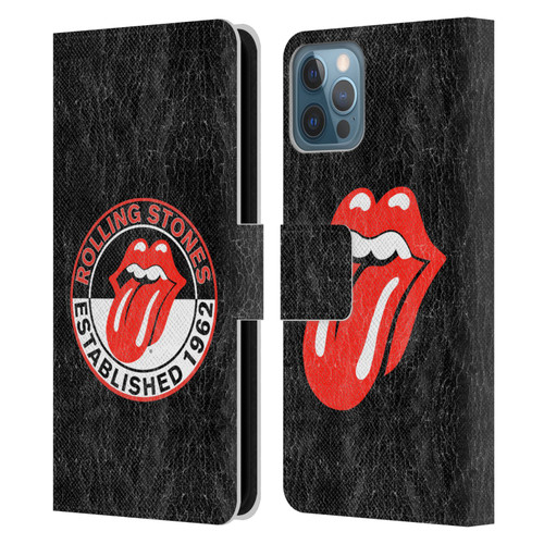 The Rolling Stones Graphics Established 1962 Leather Book Wallet Case Cover For Apple iPhone 12 / iPhone 12 Pro