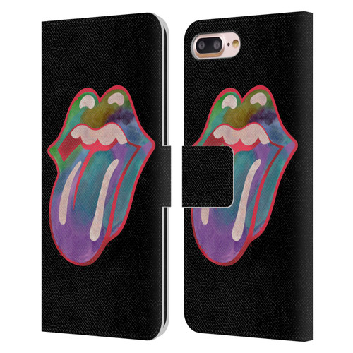 The Rolling Stones Graphics Watercolour Tongue Leather Book Wallet Case Cover For Apple iPhone 7 Plus / iPhone 8 Plus