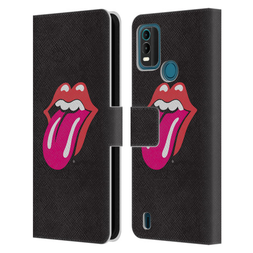 The Rolling Stones Graphics Pink Tongue Leather Book Wallet Case Cover For Nokia G11 Plus