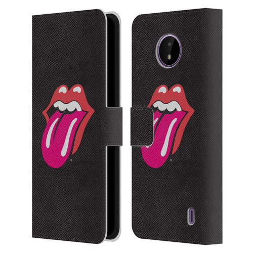 The Rolling Stones Graphics Pink Tongue Leather Book Wallet Case Cover For Nokia C10 / C20