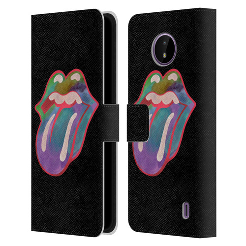 The Rolling Stones Graphics Watercolour Tongue Leather Book Wallet Case Cover For Nokia C10 / C20