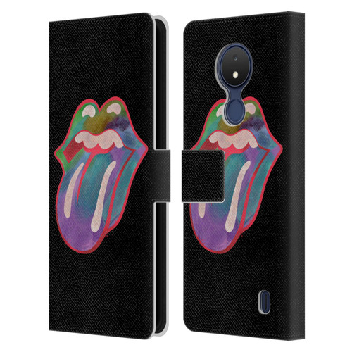 The Rolling Stones Graphics Watercolour Tongue Leather Book Wallet Case Cover For Nokia C21