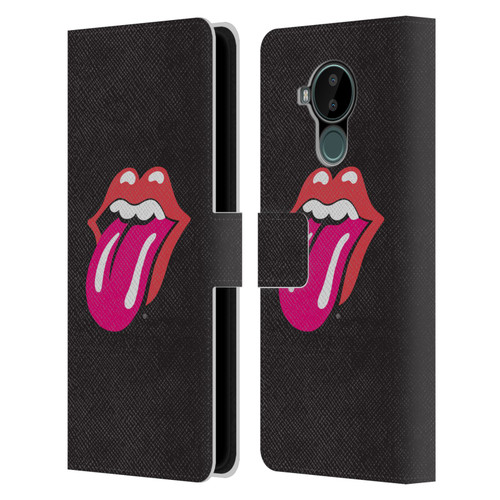 The Rolling Stones Graphics Pink Tongue Leather Book Wallet Case Cover For Nokia C30