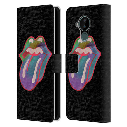 The Rolling Stones Graphics Watercolour Tongue Leather Book Wallet Case Cover For Nokia C30