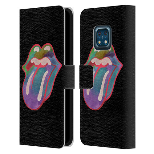The Rolling Stones Graphics Watercolour Tongue Leather Book Wallet Case Cover For Nokia XR20