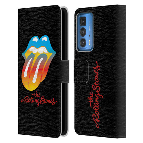 The Rolling Stones Graphics Rainbow Tongue Leather Book Wallet Case Cover For Motorola Edge 20 Pro