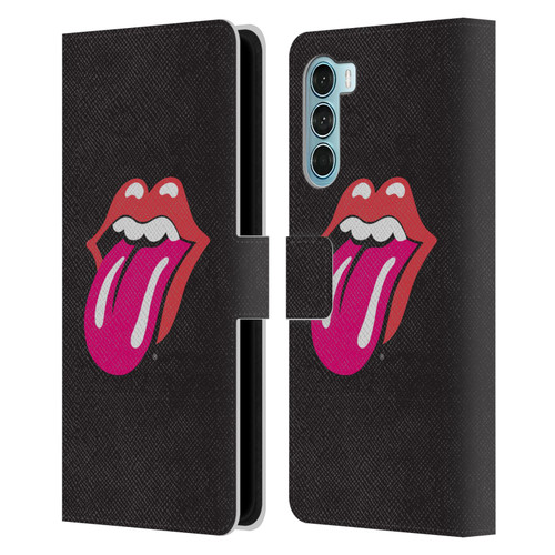 The Rolling Stones Graphics Pink Tongue Leather Book Wallet Case Cover For Motorola Edge S30 / Moto G200 5G
