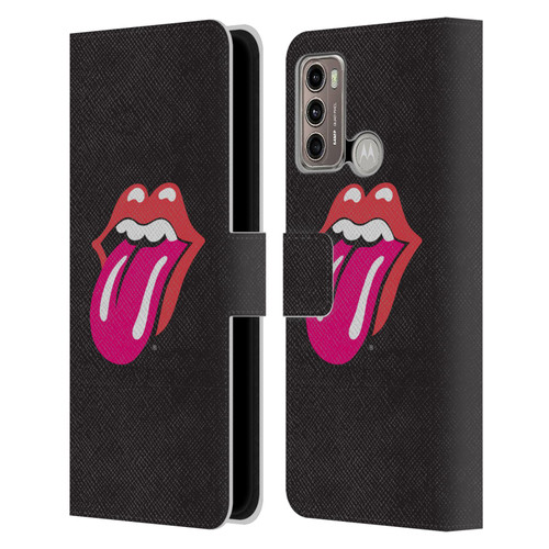The Rolling Stones Graphics Pink Tongue Leather Book Wallet Case Cover For Motorola Moto G60 / Moto G40 Fusion