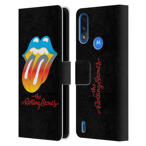 The Rolling Stones Graphics Rainbow Tongue Leather Book Wallet Case Cover For Motorola Moto E7 Power / Moto E7i Power