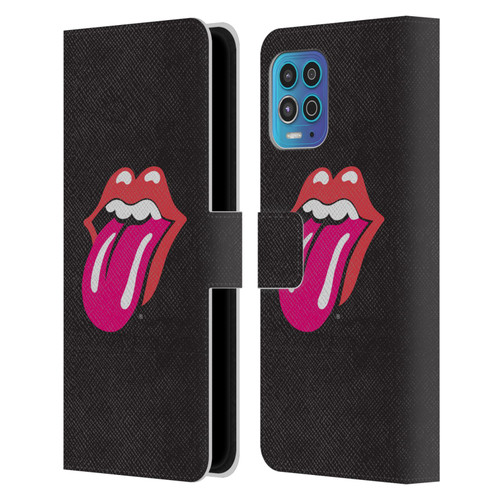 The Rolling Stones Graphics Pink Tongue Leather Book Wallet Case Cover For Motorola Moto G100