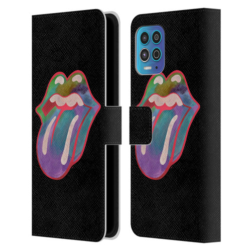The Rolling Stones Graphics Watercolour Tongue Leather Book Wallet Case Cover For Motorola Moto G100