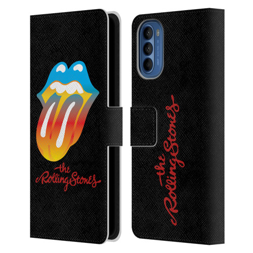 The Rolling Stones Graphics Rainbow Tongue Leather Book Wallet Case Cover For Motorola Moto G41
