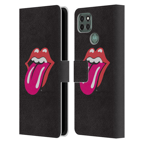 The Rolling Stones Graphics Pink Tongue Leather Book Wallet Case Cover For Motorola Moto G9 Power