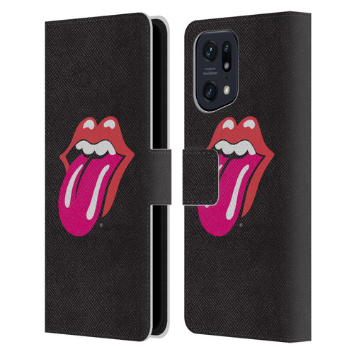The Rolling Stones Graphics Pink Tongue Leather Book Wallet Case Cover For OPPO Find X5