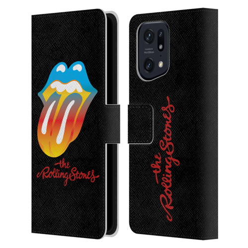 The Rolling Stones Graphics Rainbow Tongue Leather Book Wallet Case Cover For OPPO Find X5 Pro