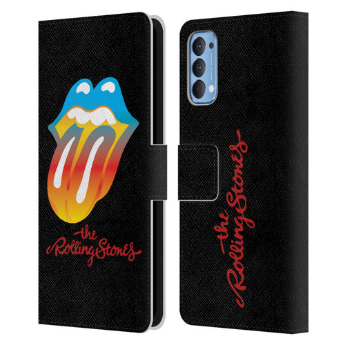 The Rolling Stones Graphics Rainbow Tongue Leather Book Wallet Case Cover For OPPO Reno 4 5G