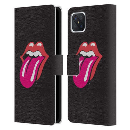 The Rolling Stones Graphics Pink Tongue Leather Book Wallet Case Cover For OPPO Reno4 Z 5G