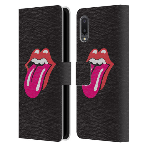 The Rolling Stones Graphics Pink Tongue Leather Book Wallet Case Cover For Samsung Galaxy A02/M02 (2021)