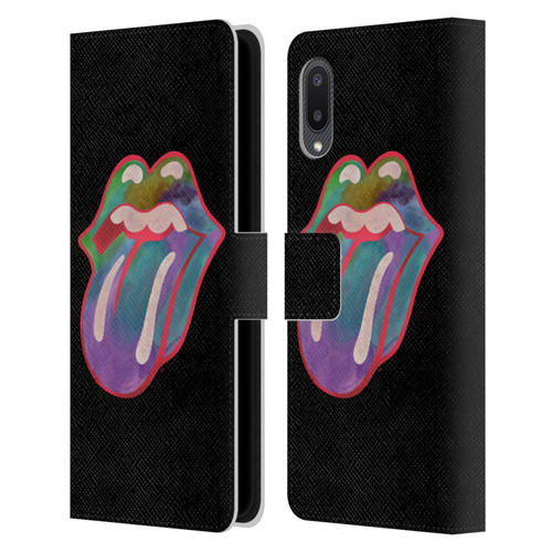 The Rolling Stones Graphics Watercolour Tongue Leather Book Wallet Case Cover For Samsung Galaxy A02/M02 (2021)