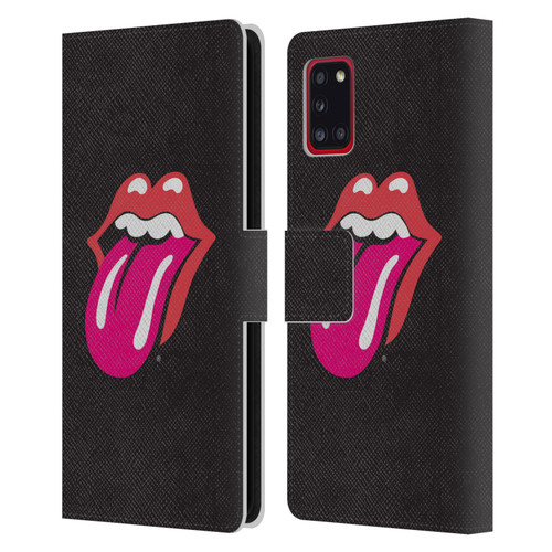 The Rolling Stones Graphics Pink Tongue Leather Book Wallet Case Cover For Samsung Galaxy A31 (2020)