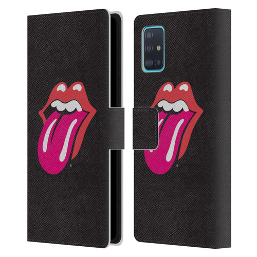 The Rolling Stones Graphics Pink Tongue Leather Book Wallet Case Cover For Samsung Galaxy A51 (2019)