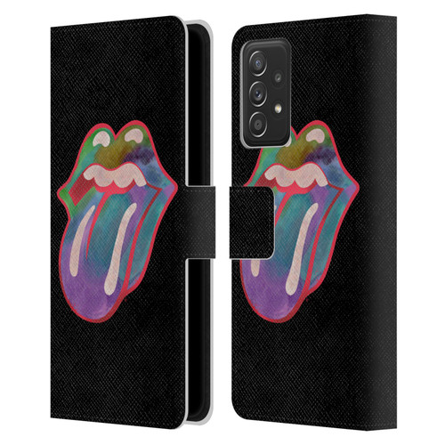 The Rolling Stones Graphics Watercolour Tongue Leather Book Wallet Case Cover For Samsung Galaxy A52 / A52s / 5G (2021)