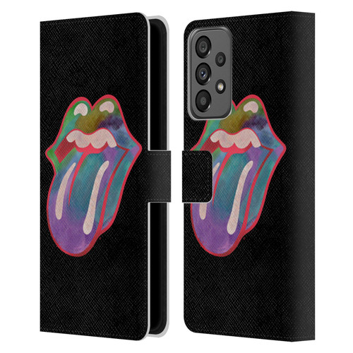 The Rolling Stones Graphics Watercolour Tongue Leather Book Wallet Case Cover For Samsung Galaxy A73 5G (2022)