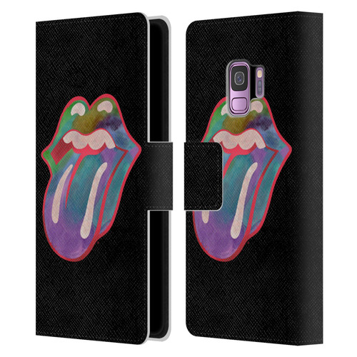 The Rolling Stones Graphics Watercolour Tongue Leather Book Wallet Case Cover For Samsung Galaxy S9