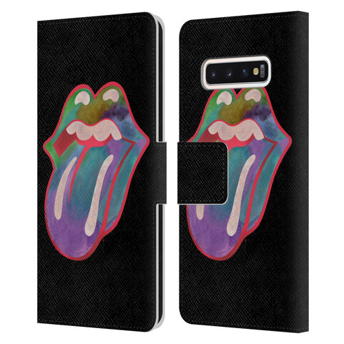 The Rolling Stones Graphics Watercolour Tongue Leather Book Wallet Case Cover For Samsung Galaxy S10