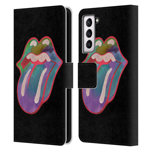 The Rolling Stones Graphics Watercolour Tongue Leather Book Wallet Case Cover For Samsung Galaxy S21 5G