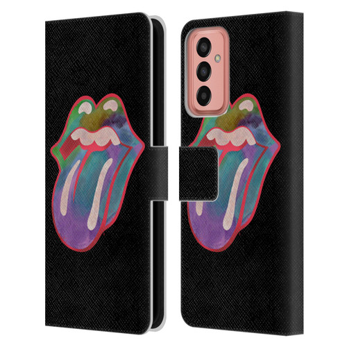 The Rolling Stones Graphics Watercolour Tongue Leather Book Wallet Case Cover For Samsung Galaxy M13 (2022)