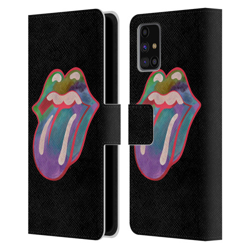 The Rolling Stones Graphics Watercolour Tongue Leather Book Wallet Case Cover For Samsung Galaxy M31s (2020)