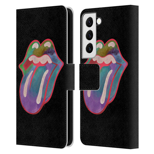 The Rolling Stones Graphics Watercolour Tongue Leather Book Wallet Case Cover For Samsung Galaxy S22 5G