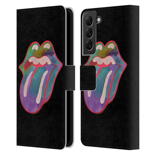 The Rolling Stones Graphics Watercolour Tongue Leather Book Wallet Case Cover For Samsung Galaxy S22+ 5G