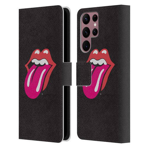 The Rolling Stones Graphics Pink Tongue Leather Book Wallet Case Cover For Samsung Galaxy S22 Ultra 5G