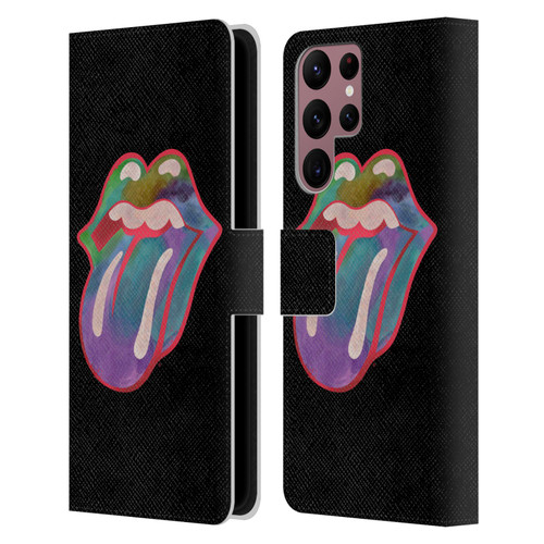 The Rolling Stones Graphics Watercolour Tongue Leather Book Wallet Case Cover For Samsung Galaxy S22 Ultra 5G