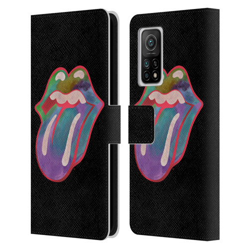The Rolling Stones Graphics Watercolour Tongue Leather Book Wallet Case Cover For Xiaomi Mi 10T 5G