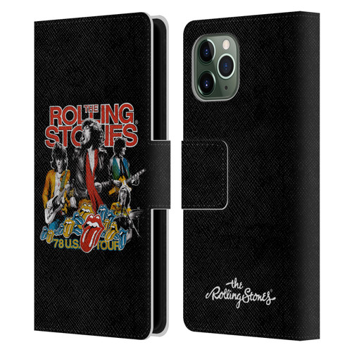 The Rolling Stones Key Art 78 Us Tour Vintage Leather Book Wallet Case Cover For Apple iPhone 11 Pro