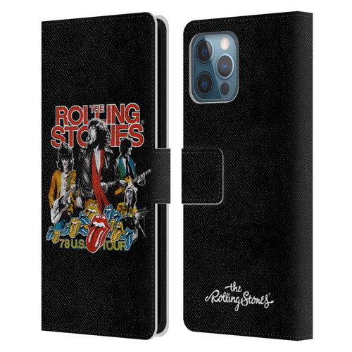 The Rolling Stones Key Art 78 Us Tour Vintage Leather Book Wallet Case Cover For Apple iPhone 12 Pro Max