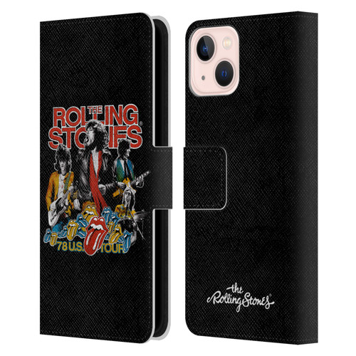 The Rolling Stones Key Art 78 Us Tour Vintage Leather Book Wallet Case Cover For Apple iPhone 13